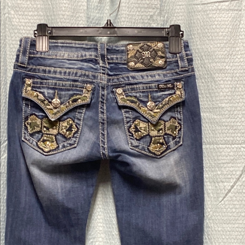Miss Me‎ size 27 signature boot Stylish Blue Embellished Women Jeans bling biker